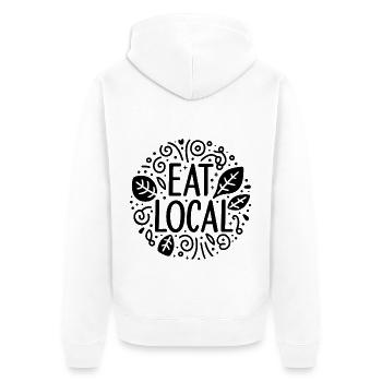 Lokal essen Unterstützung der lokalen Bauern - Unisex Premium Bio Zip Hoodie - Weiß - Hinten - Thijin (182cm)