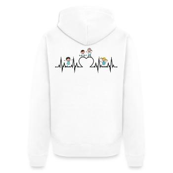 Heartbeat heart ECG children love educator profession sw - Unisex Premium Organic Zip Hoodie - white - Back - Thijin (182cm)