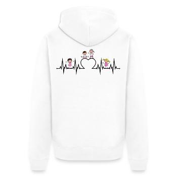 Heartbeat heart ECG children love educator profession - Unisex Premium Organic Zip Hoodie - white - Back - Thijin (182cm)