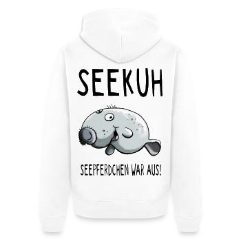 Fröhliche Seekuh - Seekühe - Sirenia - Comic - Unisex Premium Bio Zip Hoodie - Weiß - Hinten - Thijin (182cm)