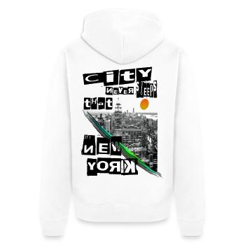 New York - Unisex Premium Bio Zip Hoodie - Weiß - Hinten - Thijin (182cm)