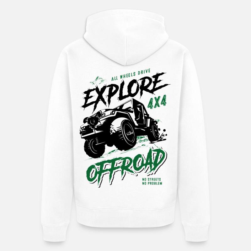Explore - Véhicules tout-terrain - 4x4 - Veste à capuche bio Premium Unisexe - blanc