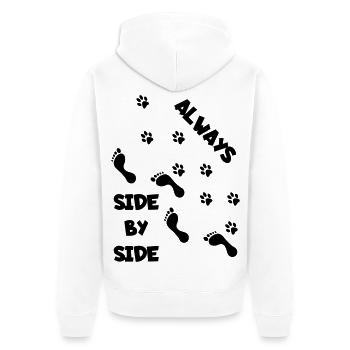 Side by side with dog * - Unisex Premium Organic Zip Hoodie - white - Back - Thijin (182cm)