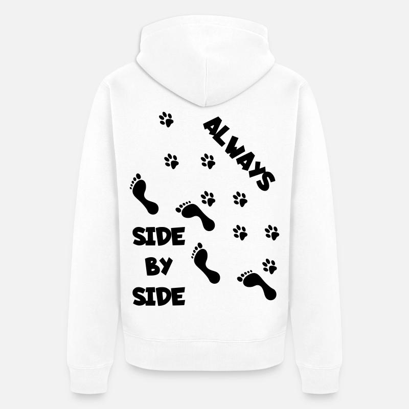 Côte à côte avec chien * - Veste à capuche bio Premium Unisexe - blanc