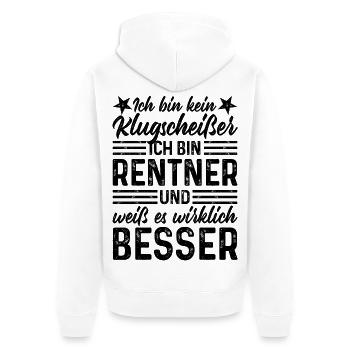 Rentner Klugscheißer - Unisex Premium Bio Zip Hoodie - Weiß - Hinten - Thijin (182cm)