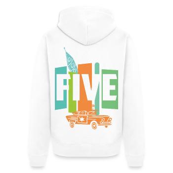 Five years old - Unisex Premium Organic Zip Hoodie - white - Back - Thijin (182cm)