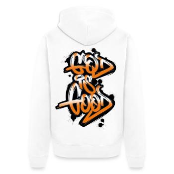 God is Good Graffiti - Urban Faith Style! - Unisex Premium Bio Zip Hoodie - Weiß - Hinten - Thijin (182cm)
