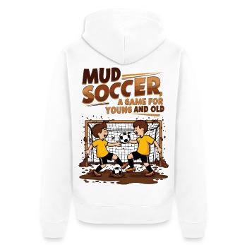 Mud football - Unisex Premium Organic Zip Hoodie - white - Back - Thijin (182cm)