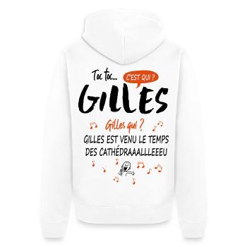 Name Gilles Birthday Gift idea man - Unisex Premium Organic Zip Hoodie - white - Back - Thijin (182cm)