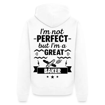 Not perfect but a great baker - Unisex Premium Organic Zip Hoodie - white - Back - Thijin (182cm)
