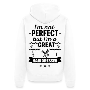 Pas parfait mais un super coiffeur - Veste à capuche bio Premium Unisexe - blanc - Dos - Thijin (182cm)