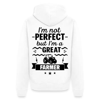 Pas parfait, mais un grand agriculteur - Veste à capuche bio Premium Unisexe - blanc - Dos - Thijin (182cm)
