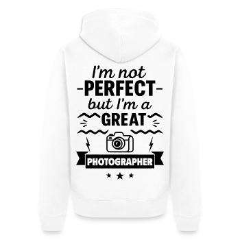 Nicht perfekt aber ein super Fotograf - Unisex Premium Bio Zip Hoodie - Weiß - Hinten - Thijin (182cm)