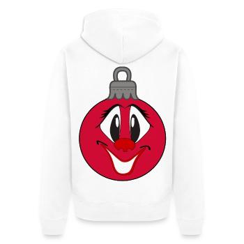 Weihnachtsbaumkugel mit fröhlichem Comic Gesicht  - Unisex Premium Bio Zip Hoodie - Weiß - Hinten - Thijin (182cm)