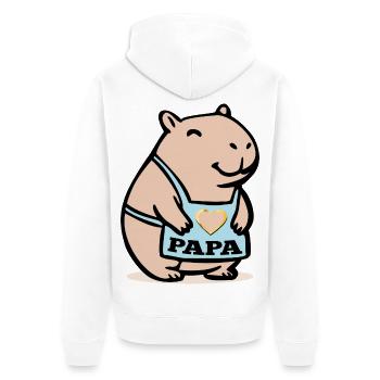 Capybara Papa Wasserschweine - Unisex Premium Bio Zip Hoodie - Weiß - Hinten - Thijin (182cm)
