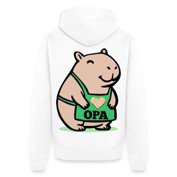 OPA CAPYBARA KOCH - Unisex Premium Bio Zip Hoodie - Weiß - Hinten - Thijin (182cm)