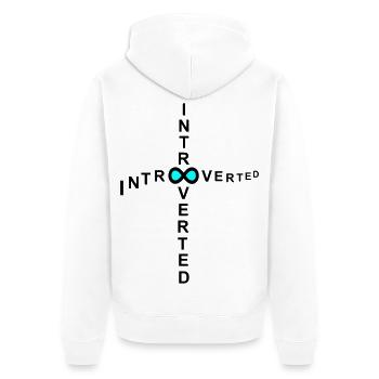 introvertiert - Unisex Premium Bio Zip Hoodie - Weiß - Hinten - Thijin (182cm)