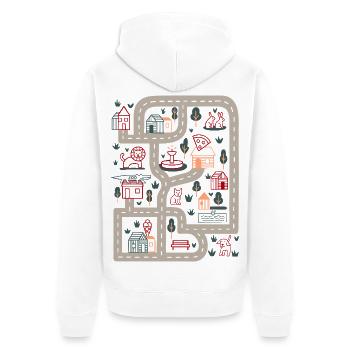 Map Trail Colorful Village World - Unisex Premium Organic Zip Hoodie - white - Back - Thijin (182cm)