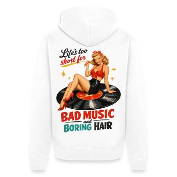 Pin-Up rétro sur disque vinyle : vinyle & rockabilly - Veste à capuche bio Premium Unisexe - blanc - Dos - Thijin (182cm)