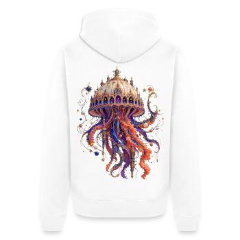 Méduse cathédrale cosmique - Veste à capuche bio Premium Unisexe - blanc - Dos - Thijin (182cm)