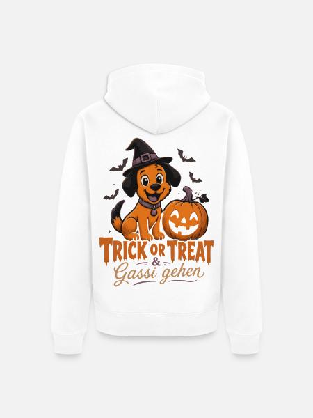 Halloween Kürbis-Gang - Unisex Premium Bio Zip Hoodie - Weiß