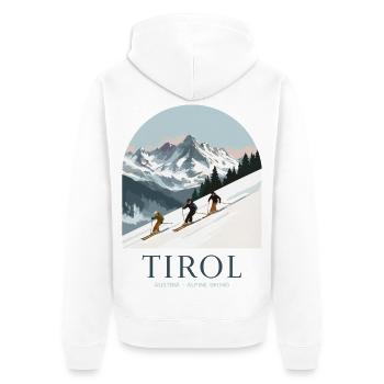 Tirol Austria Alpine Skiing - Unisex Premium Bio Zip Hoodie - Weiß - Hinten - Thijin (182cm)