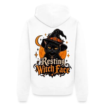 "Das ultimative "Resting Witch Face"-Design! - Unisex Premium Bio Zip Hoodie - Weiß - Hinten - Thijin (182cm)