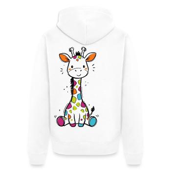 Süße Bunte Giraffe Kinder Baby Safari T-Shirt - Unisex Premium Bio Zip Hoodie - Weiß - Hinten - Thijin (182cm)