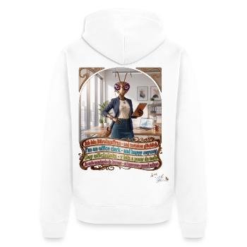 Heuschrecke JOGUE Bürokauffrau Kauffrau Pop Art - Unisex Premium Bio Zip Hoodie - Weiß - Hinten - Thijin (182cm)