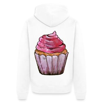 Pink Frost Cupcake Aquarell - Unisex Premium Bio Zip Hoodie - Weiß - Hinten - Thijin (182cm)