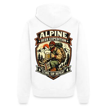 Alpine Bier Expedition - Unisex Premium Bio Zip Hoodie - Weiß - Hinten - Thijin (182cm)