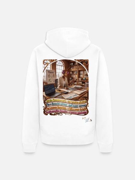 Heuschrecke JOGUE Finanzberaterin in 4 Sprachen - Unisex Premium Bio Zip Hoodie - Weiß