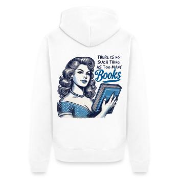 Retro buch Girl design für Vielleser mit Ästhetik - Unisex Premium Bio Zip Hoodie - Weiß - Hinten - Thijin (182cm)