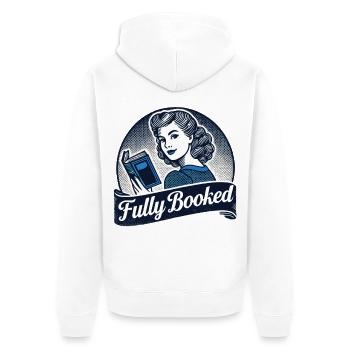 Retro Book Girl Design for Book Lovers and - Unisex Premium Organic Zip Hoodie - white - Back - Thijin (182cm)
