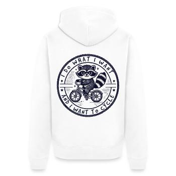 Raccoon design for free spirits with bicycle humor - Unisex Premium Organic Zip Hoodie - white - Back - Thijin (182cm)