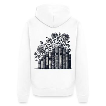 Bücherwurm Leseratte Buchliebhaber im Cottagecore - Unisex Premium Bio Zip Hoodie - Weiß - Hinten - Thijin (182cm)