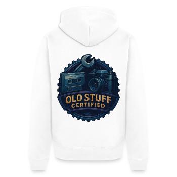 Antiquing Old Stuff Certified Retro Camera - Unisex Premium Organic Zip Hoodie - white - Back - Thijin (182cm)