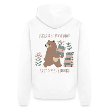 Funny Book Lover Bear Cottagecore Style - Unisex Premium Organic Zip Hoodie - white - Back - Thijin (182cm)
