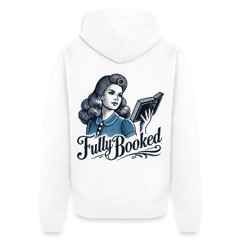 Retro Bookish Girl Book Lover Saying - Unisex Premium Organic Zip Hoodie - white - Back - Thijin (182cm)