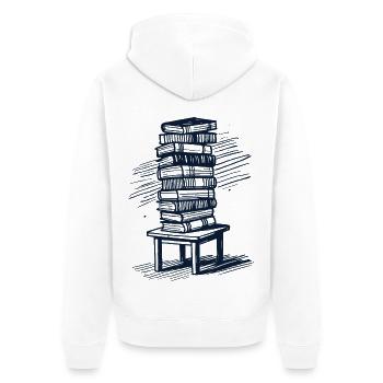 Bücherwurm Leseratte Buchliebhaber Design im Retro - Unisex Premium Bio Zip Hoodie - Weiß - Hinten - Thijin (182cm)