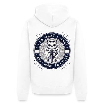 Cats Bicycle Design with Saying for Free Minds - Unisex Premium Organic Zip Hoodie - white - Back - Thijin (182cm)