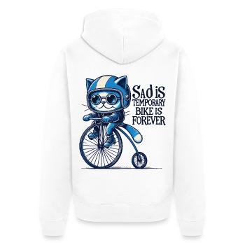 Cats Bicycle Design with Saying for Cyclists - Unisex Premium Organic Zip Hoodie - white - Back - Thijin (182cm)
