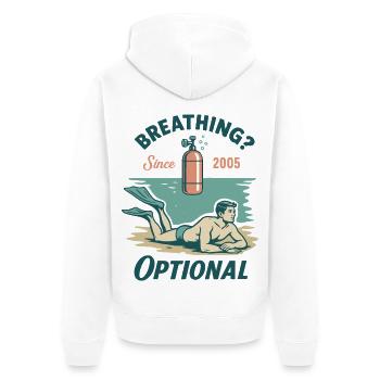 Breathing Optional Taucher Ozean Meer - Unisex Premium Bio Zip Hoodie - Weiß - Hinten - Thijin (182cm)