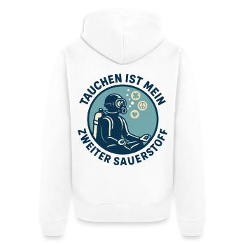 Diving is my second oxygen ocean - Unisex Premium Organic Zip Hoodie - white - Back - Thijin (182cm)