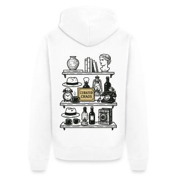 Collectionneur d’antiquités Organisé Chaos Vintage Rétro - Veste à capuche bio Premium Unisexe - blanc - Dos - Thijin (182cm)