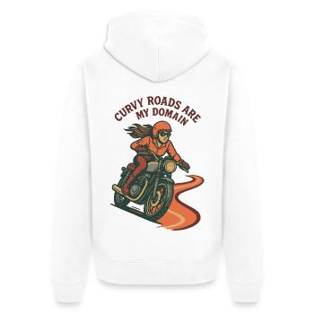 Curvy Roads Are My Domain Motorcycle Biker Retro - Unisex Premium Organic Zip Hoodie - white - Back - Thijin (182cm)