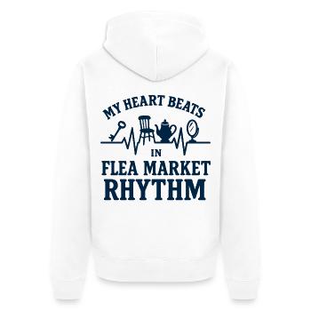 Antiquitätensammler Herzschlag Flohmarkt Rhythmus - Unisex Premium Bio Zip Hoodie - Weiß - Hinten - Thijin (182cm)
