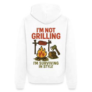 Prepper Survival Bushcrafting I'm Not - Unisex Premium Organic Zip Hoodie - white - Back - Thijin (182cm)
