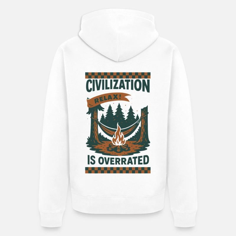 Prepper Survival Bushcrafting Zivilisation - Unisex Premium Bio Zip Hoodie - Weiß
