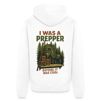 I Was A Prepper Survival Bushcrafting - Unisex Premium Organic Zip Hoodie - white - Back - Thijin (182cm)